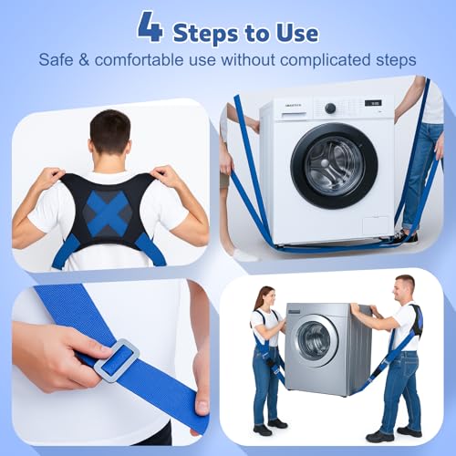 NOCOEX Moving Straps for Heavy Object - 2-Person Lifting and Moving System with Soft Back Pad - Shoulder Lifting Straps for 2 Movers to Easy & Safe Carry Furniture Appliance Mattresse Up to 880lbs - color: Blue