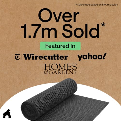 GORILLA GRIP powerGRIP Drawer Shelf and Cabinet Liner, Thick Strong Hold, Non-Adhesive Liners Protect Kitchen Cabinets and Cupboard, Bathroom Drawers, Easy Install, Breathable Mat, 12" x10', Charcoal - color: Charcoal, size: 12" X 10', style: 12" x 10'