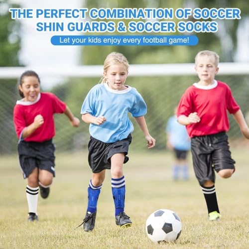 3 Pairs Soccer Shin Guards for Kids Youth+ 3 Pairs Long Soccer Socks Flexible Football Shin Pads Shin Protectors for 3-15 Years Old Boys Girls Children Teenagers for Football Games - size: S 3'3 - 3'10 TALL