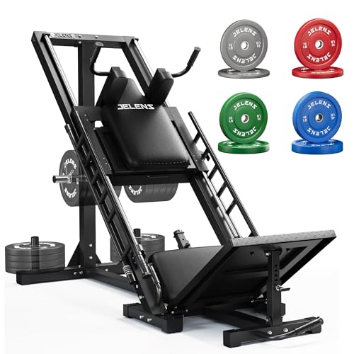 JELENS Leg Press Hack Squat Machine, Leg Machine for Home Gym with Linear Bearing, L11 Professional Adjustable Leg Exercise Machine, Lower Body Workout - color: Black, size: 190LB Colored Weights Package