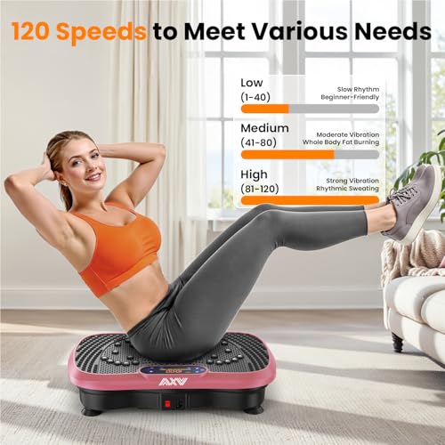 AXV Vibration Plate Fitness Platform Exercise Machine Vibrating Shaking Full Body Shaker Workout Vibrate Stand Shake Board Sport for Weight Loss Fat Burner for Gym Home Office - color: SLIM.PINK