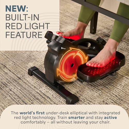 Lifepro Portable Under Desk Elliptical Exercise Machine - Manual Pedal Exerciser for Home Workouts, Muscle Toning, Energy Boost - Mini Foot & Leg Exerciser with Fitness App - color: Red