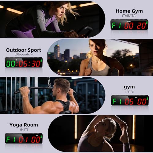 Portable Workout Timer, Workout Clock for Home Gym Garage Boxing, Gym Timer Clock with Strong Magnet, Powerful Battery, Adjustable Brightness for Fitness Enthusiasts Coaches