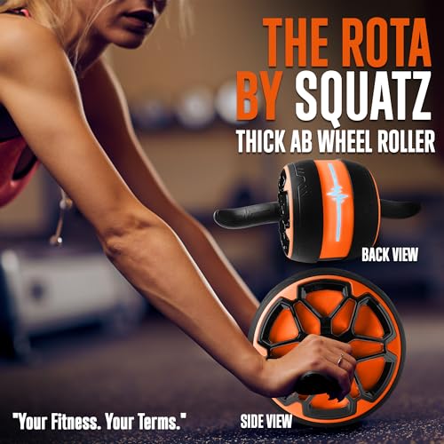 Squatz Digital Ab Roller Wheel - Ultra Wide Ab Wheel with Pilates Mat, for Abdominal and Core Strength Training with Exercise Program, With Rubber Handles, Overall Strength Builder for Men and Women