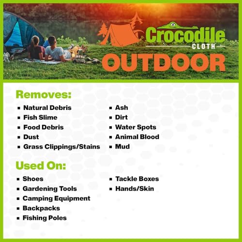 Crocodile Cloth Outdoor Cleaning Wipes, Plant-Based Multi-Surface Wipes, Pre-Moistened, Aloe & Vitamin E, Safe on Skin, 640 Count (8 Packs of 80), 15 x 10 Inch - size: 80 Count (Pack of 8)