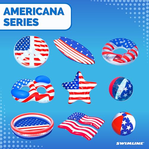 SWIMLINE Inflatable Swimming Pool Float Lounger Raft Mattress, Fun Mat, American Flag Connector Set