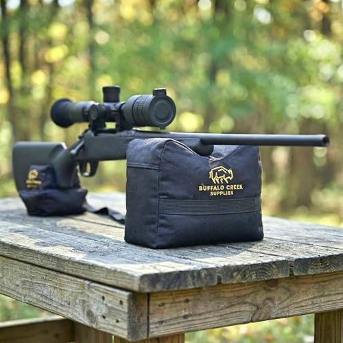Buffalo Creek Supplies All Weather Durable Front and Rear Shooting Rest Bags, Rifle Rest Sand Bag for Bench Rest Shooting, Hunting, Target & Competitive Sports Shooting-Unfilled - color: Black