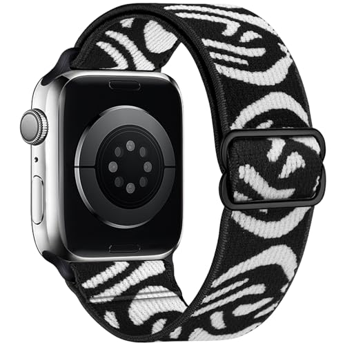 Stretchy Nylon Loop Bands Compatible with Apple Watch 38mm 40mm 41mm 42mm 44mm 49mm Adjustable Soft Elastics Strap Compatible with Apple Watch SE Ultra iWatch Series 8/7/6/5/4/3/2/1 (Stripe, - color: 2-Stripe, size: 38mm/40mm/41mm/42mm(Series 10)