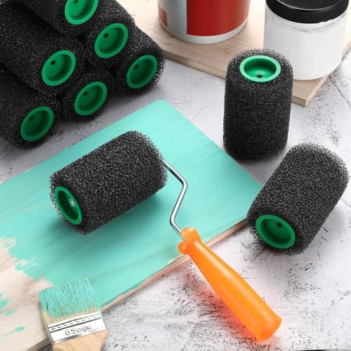 9 Pcs Textured Paint Roller Kit, 4 Inch Bed Liner Roller Covers with Frame for Truck Coatings and Non-Slip Surfaces