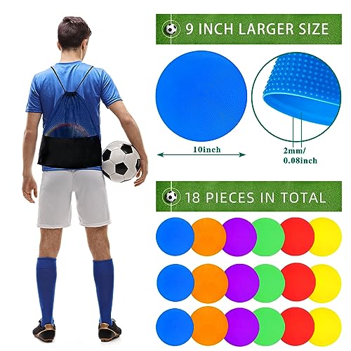 12/24Pcs Poly Spot Markers 4 inch/9 inch Non-Slip Rubber Agility Training Markers Floor Dots Flat Field Cones for Football Basketball Soccer School Exercise Drills Gym Dance Practice 6 Colors - style: 9 inch 36 Pcs (PVC)