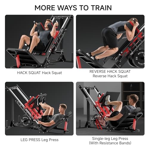 Leg Press Hack Squat Machine Combo, 45° Leg Exercise Machine ,Lower Body Special with Weight Storage for Quads, Hamstring, Glutes, Calves, Compact Home Gym Leg Day Equipment - style: Leg Machines