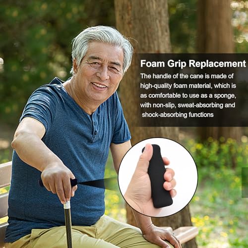 4Pcs Walking Cane Hand Grips - Black Foam Replacement for Offset Canes - size: 0.8