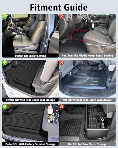 Floor Mats 2019-2025 2026 for Chevy Silverado/GMC Sierra 1500, 2020-2026 2500HD/3500HD (Crew Cab Only, Fit with Rear Under-Seat Storage All Weather TPE Floor Liner (Not 2nd Row Plastic Storage/NO EV) - size: For Chevy Silverado/GMC Sierra 2019-2026