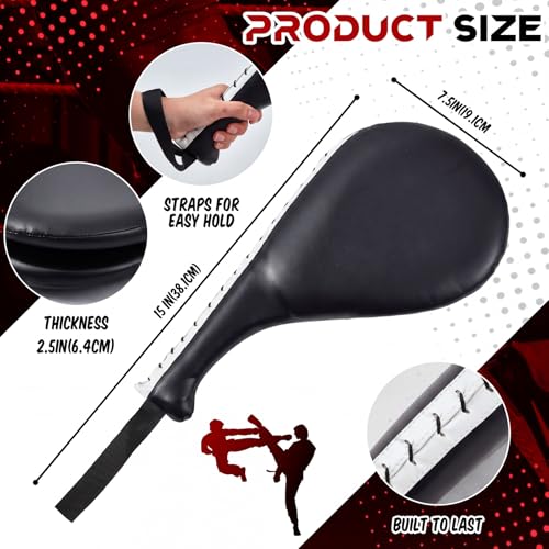 Poen 4 Pcs Taekwondo Kick Pads Set with Focus Mitts and Double Kick Paddle, Martial Arts Training Equipment for Kids Adults, Karate Kickboxing Punching and Kicking Practice Gear - color: Black