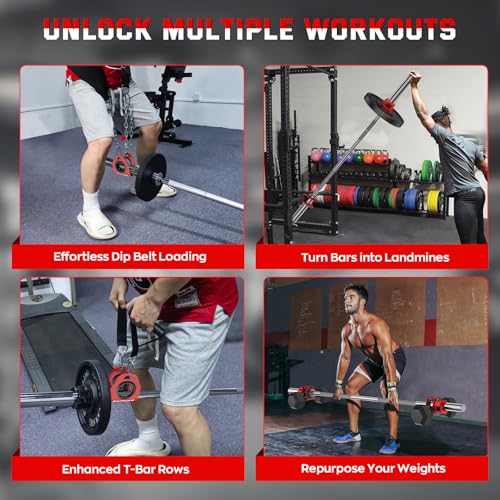 Home Gym Clips, Convert Dumbbells to Barbell, Turn Bars into Landmines, T-Bar Row with Any Grip, Hook Dumbbells on Dip Belts, Versatile Weightlifting Accessory for Olympic - color: Red, size: Olympic 2", Pair