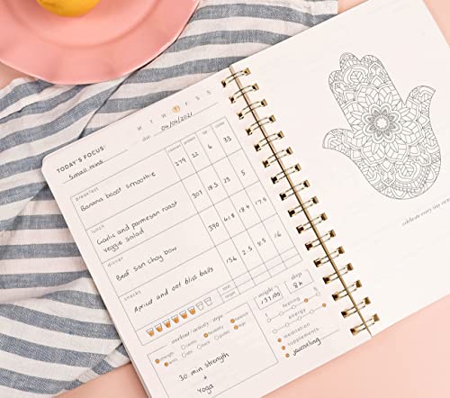 Kunitsa Co. Food and Exercise Journal for Women - Track Meals, Nutrition, and Weight Loss, 90 Days, Pink, 8.5 x 6 Inches - color: pink