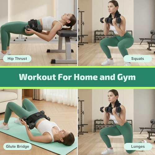 Hip Thrust Belt for Dumbbells, Kettlebells & Plates – ThrustFlex Booty Belt for Hip Thrusts & Glute Bridges, Anti-Slip 6mm Neoprene Pad, Adjustable Glute Belt for Home Gym Workouts