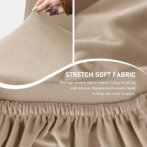 Gollense Bar Stool Covers with Backs, Set of 4 Stretch Jacquard Barstool Seat Covers, Washable Swivel Pub Counter Height Chair Slipcover Protector for Home Kitchen Cafe (Velvet-Camel) - color: Velvet-camel