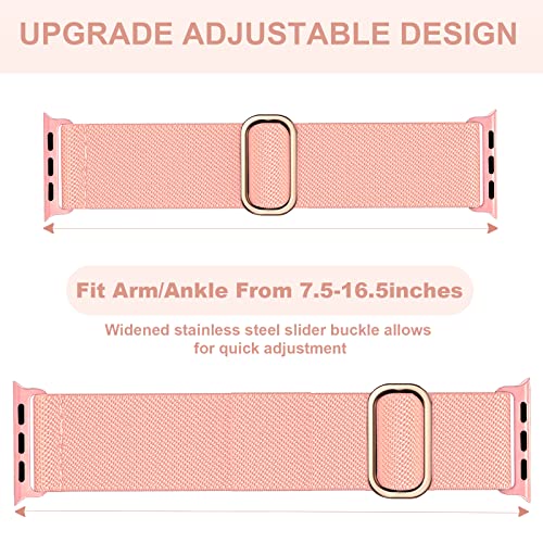 Elastic Ankle/Arm Band Compatible for Apple Watch 49/46/45/44/42/41/40/38mm | Breathable Nylon Ankle Strap Armband for Women Men, Fits iWatch SE Ultra Series 11 10 9 8 7 6 5 4 3 2 1 - color: Black Pink, size: 38/40/41/42(series 11 10)