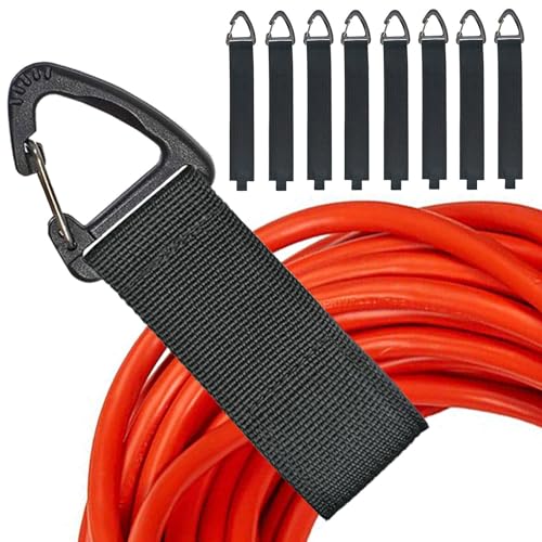 ZTSXLLIM Extension Cord Organizer Garage Organization with Carabiner 8 Pack | 16-Inch straps, Holds Up to 50 lbs, Hose holder, Carabiner Clip, Heavy Duty, For House, For Yard, For Storage, For Workshop - size: 8L/0M/0S