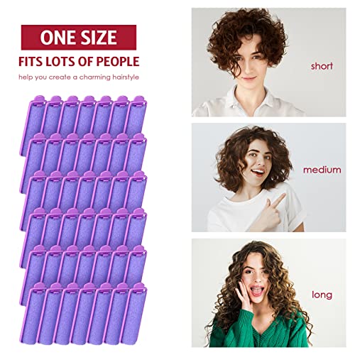 Syhood 43 Pcs Foam Sponge Hair Rollers Women 0.59 Inch Soft Sleeping Curlers Flexible Sponge Curler Tool and Rat Tail Comb for Hair Styling Hairdressing Overnight Curl and Volume(Purple) - color: Purple