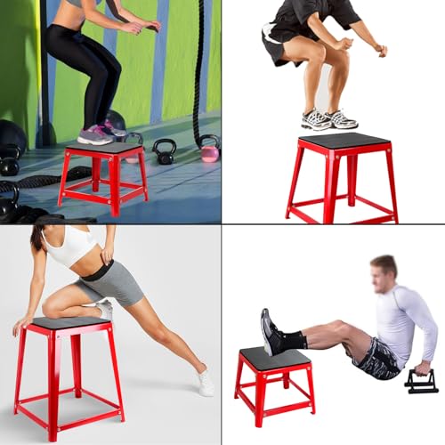 Metal Plyometric Jumping Box, 12/18/24 Inch Anti-Slip Workout Step Up Box for Home Gym