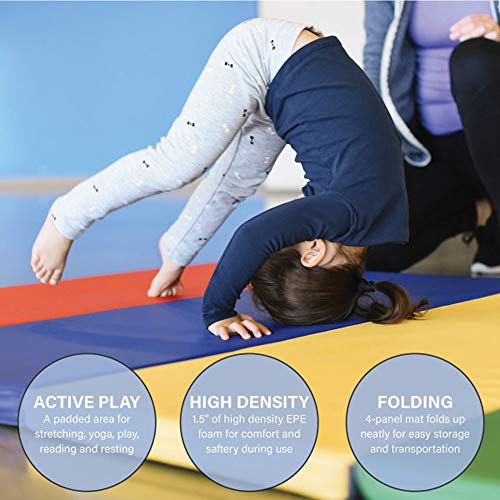 Factory Direct Partners SoftScape 4ft x 6ft Runway Tumbling Mat - Soft, Sturdy Foam, 3-Fold Exercise Mat - color: Assorted