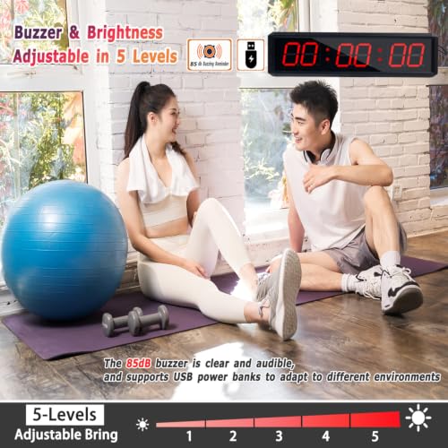 Independent Button Type 1.5-inch Fitness Room Rest Timer, Suitable for Gym Exercise/School/Home Exercise/Boxing Gym/Indoor Rock Climbing (1.8-inch Data PC Transmission Mode)