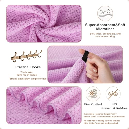 2 Pack Bath Towel Set, Waffle Bath Towel Set, Microfiber Super Soft Highly Absorbent, Sturdy Quick Drying Towels for Bathroom, Gym, Sports, Yoga (2 Piece 27" x 55", 2Purple) - color: Purple, size: 27 x 55 Inch