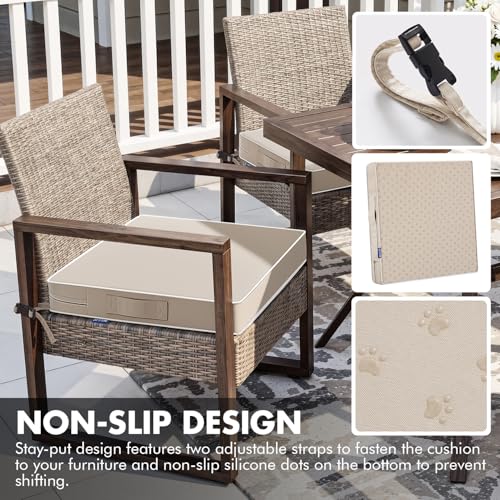 MIULEE Beige 48x18x3 Inch Outdoor Bench Cushion with Adjustable Straps | Waterproof Patio Chair Cushion, Set of 1, for Swing Patio Furniture, 3-Year Color Fastness, Garden Sofa Couch - color: Beige, size: 48 x 18 x 3 Inch