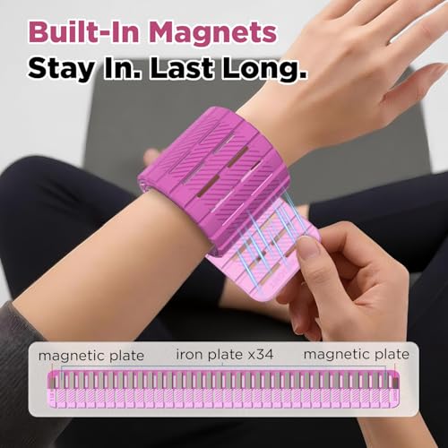 Magnetic Ankle Weights for Women Men Set of 2 (1 lb Each) Adjustable Wrist Weights for Pilates, Yoga, Workout and Daily Training - color: Berry Pink & Blush Pink