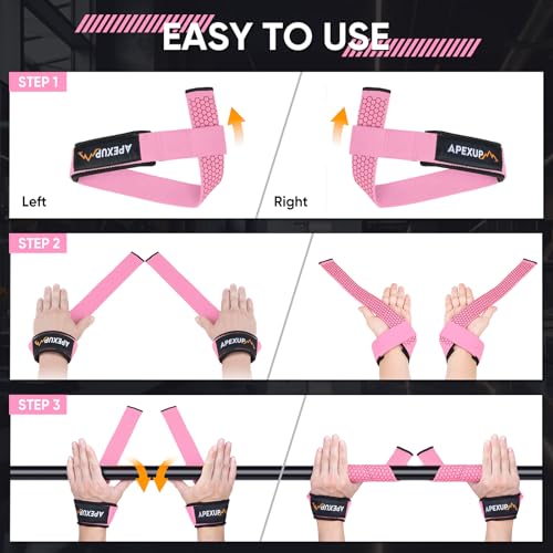Weight Lifting Straps for Weightlifting, Lifting Wrist Straps Gym, Deadlift Strap, Anti Slip Silicone Weightlifting Strap Men Women Powerlifting, Strength Training - color: Pink, size: 1 Pair