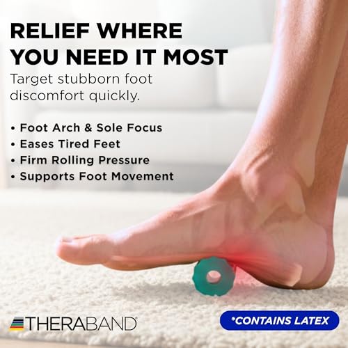 THERABAND Foot Roller for Plantar Fasciitis, Arch & Heel Massager, Green | Textured foot roller for plantar fasciitis, arch and heel massage - compact enough to use at a desk or chair - style: Original