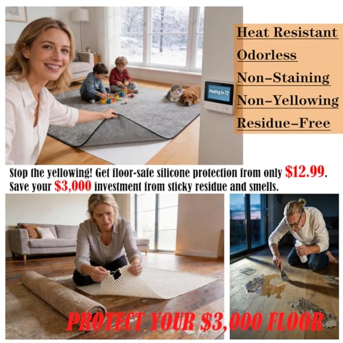 Mayhawk Non-Slip Rug Gripper Pad: Residue-Free Silicone, Hard Floors, 2X3Ft | Vacuum Tech for stronger grip; adhesive-free, BPA-free, low-profile, odorless, washable, reusable, safe for hardwood/tile/LVP - size: 2' x 3' (Rectangular)