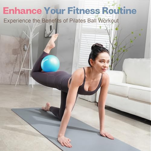 kisnbld Small Exercise Ball, 9 Inch Mini Pilates Ball, Anti Burst and Slip Resistant Mini Yoga Ball for Stability, Fitness, Physical Therapy, Stretching & Core Strength Workout at Home Gym & Office - color: 1Cerulean Blue