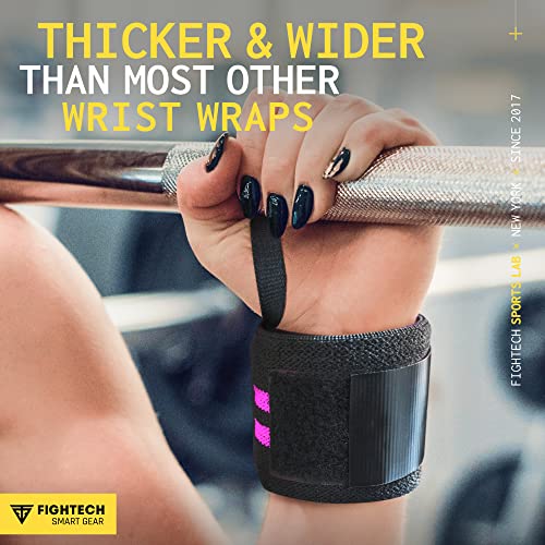FIGHTECH Wrist Wraps for WeightLifting | 18 inch Professional Grade Lifting Wrist Wraps | Best for Powerlifting Competition, Strength Training, Bodybuilding (Pink, 18 Inch) - color: Pink