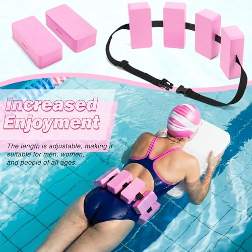 Soulchen Pool Exercise Set Including Long Aquatic Exercise Dumbbells,Pool Ankle Weights,Swim Belt,Water Aerobics Water Aerobics Equipment Set for Full Body Swim Training Kit - color: Pink, size: Middle