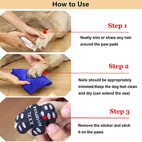 Dog Anti Slip Paw Grips Traction Pads,Dog Feet Stickers with Stronger Self-Adhesive Paw Pad Provide Traction for Senior, Injured Dogs,12 Sets (48 pcs) M Black - size: M-1.7*1.5 inch(L*W)
