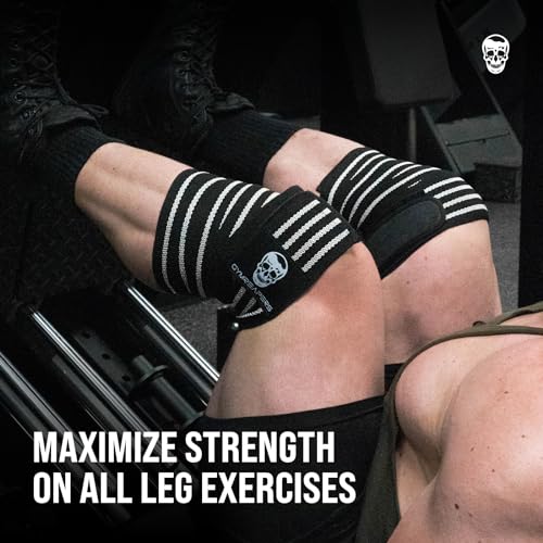 Gymreapers Knee Wraps for Squats and Powerlifting 72 Inch Compression Wraps with Strap for Men & Women Weightlifting Support - color: White