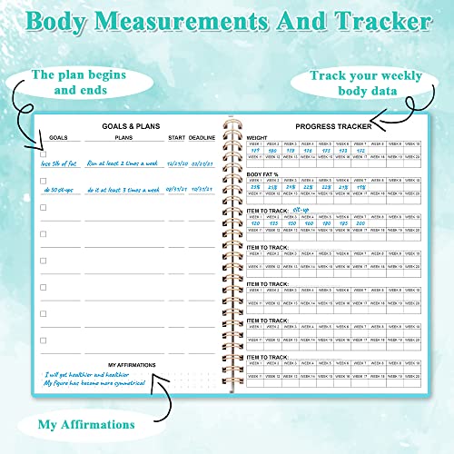 Workout Log for Women & Men - A5 Fitness Planner/Journal to Track Weight Loss, Workout Journal for GYM, Bodybuilding Progress - Daily Health & Wellness Tracker, Teal