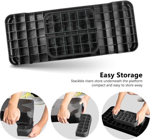 GYMMAGE Adjustable Workout Aerobic Stepper, Aerobic Exercise Step Platform with 2 Risers, Exercise Step Deck for Fitness, 26.5" Trainer Stepper with Non-Slip Surface Home Gym & Extra Risers Options - color: Dark Gray