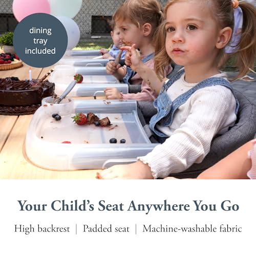 Inglesina Fast Table Chair - Stone Gray Melange + Fast Dining Tray - Portable Baby High Chair - for Babies & Toddlers up to 37 lbs - Fits Tables 0.8'' to 3.5'' Thick - Compact - Travel Bag Included - color: Stone Gray Melange, style: Chair with tray