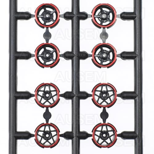 1/64-wheels AB Plate 1/64-Scale-Wheel-tires Set Compatible with Major Brand Toy-Car-Wheels Including Black with Red Edging Wheels Black with White Edging Wheels 1: 64-Hollow-Shaft 1/64 Rubber-Tires