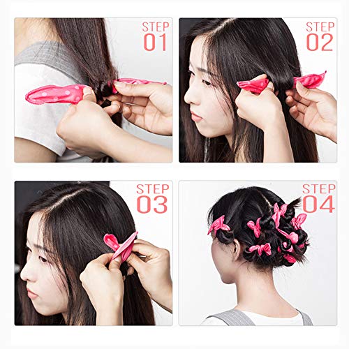40 Soft Heatless Hair Curlers - Large Overnight Pillow Sponge Rollers for Curly Hairstyle - color: Rose red
