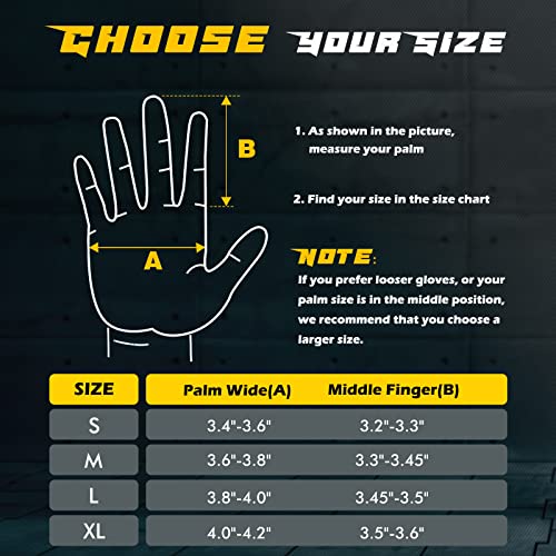 FREETOO Full-Finger Workout Gloves for Men, Padded Gym Gloves with Excellent Grip and Palm Protection - size: Large