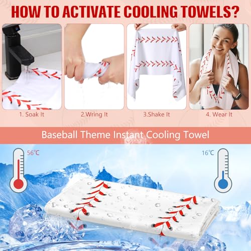 Hahafelt 24 Pcs Team Gifts, Including 12 Cooling Towels, 12 Drawstring Backpack Sports Party Favor for Teens Players Athletes Gifts Sport Supplies - style: Baseball Style