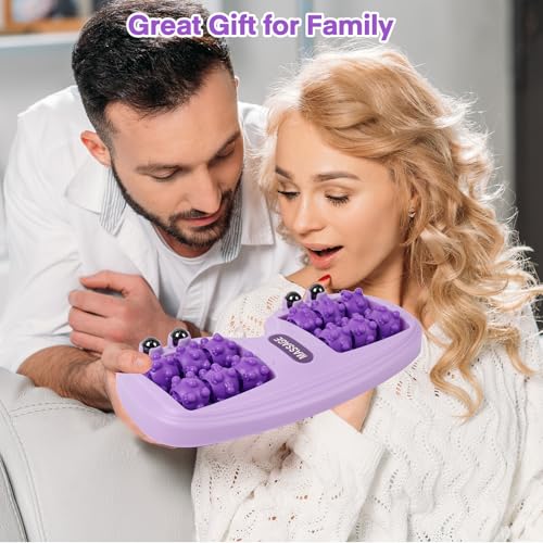 Meifuly Double Foot Massage Roller for Plantar Fasciitis, Portable Dual Foot Roller Tool for Home Use(Purple) - color: Purple