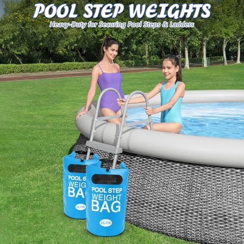 75 lb Heavy Duty Pool Ladder Weights - 2 Pack Pool Step Sand Bags for Above Ground Pools, Waterproof 500D PVC, Tear-Resistant Pool Stair Stabilizer to Prevent Floating, Sky Blue - color: Sky Blue, size: 75 lb