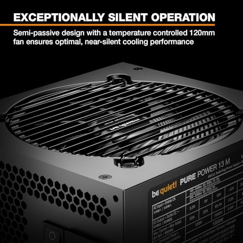 be quiet! Pure Power 13 M 1000W Power Supply, 80 Plus® Gold Certification, ATX 3.1 PSU, Support for PCIe 5.1 GPUs, semi-Passive 120mm be quiet! Fan, LLC Technology, Single Rail, for Overclocked GPUs - size: 1000W, style: 13 M (2025)