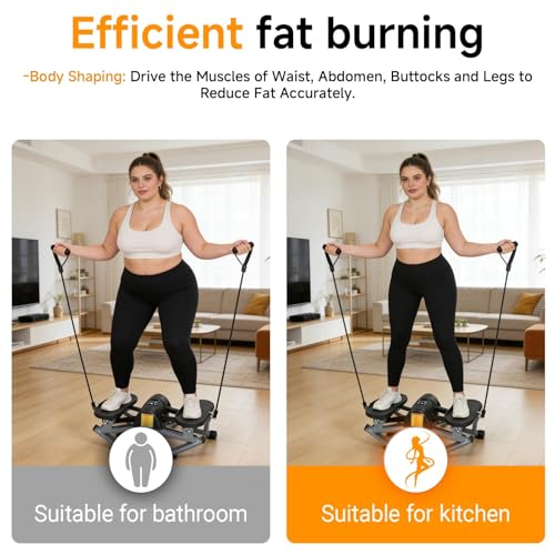 Rocking Steppers for Exercise at Home,3D Motion Stair Stepper with Resistance Bands for Full Body Workout& Low-Impact Balance Board, 330 LBS Loading Capacity Exercise Equipment